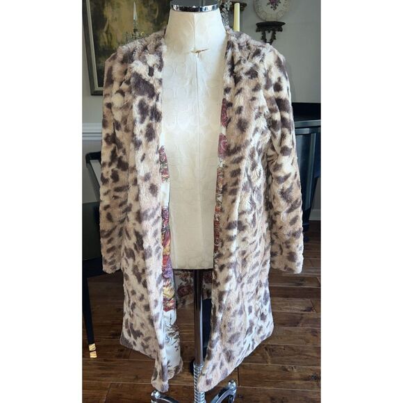 Anthropologie Uncle Frank Minky Plush Animal Print Leopard faux fur coat XS - Picture 1 of 9